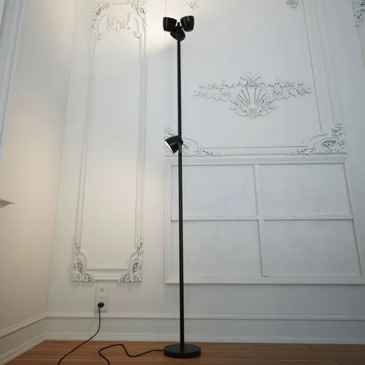 Trio 4-bulb LED floor lamp, reading light, black