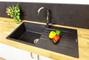 Reginox Harlem10 Silver Black Granite Single Bowl Kitchen Sink with Drainer and Waste Included