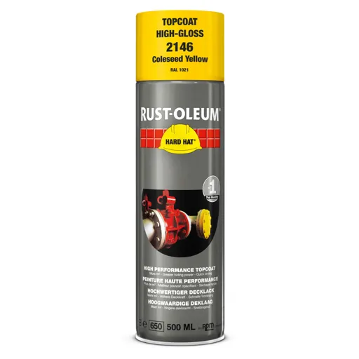 Rust Oleum Hard Hat Metal Spray Paint - Coleseed Yellow, 500ml