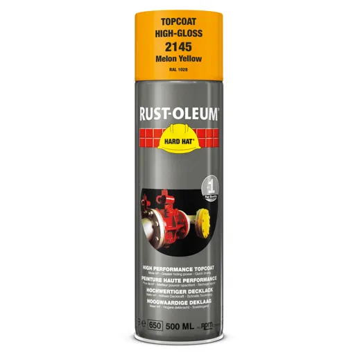 Rust Oleum Hard Hat Metal Spray Paint - Traffic Yellow, 500ml