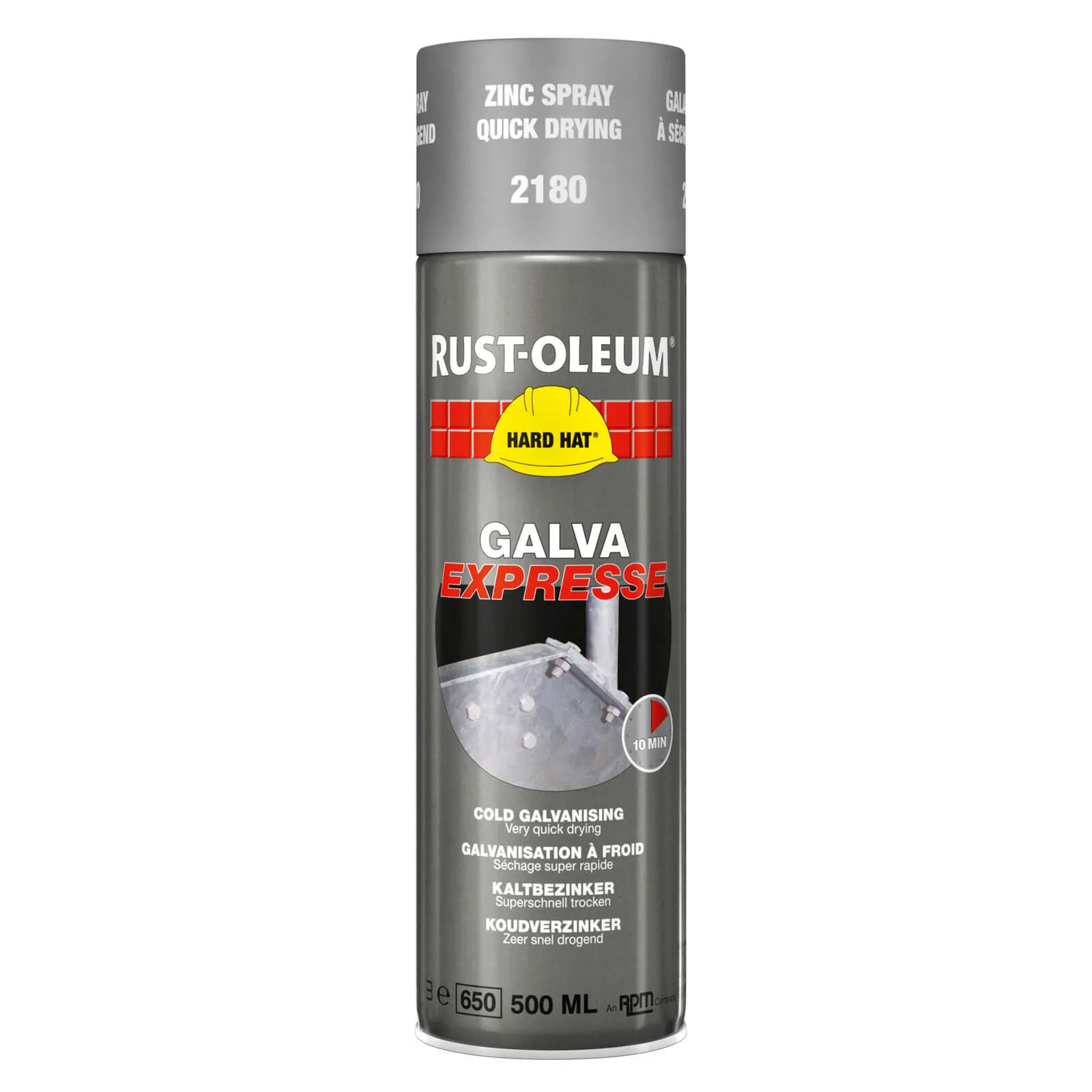 Rust Oleum Hard Hat Galva Express Metal Spray - Galvanizing Zinc, 500ml