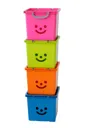 Iris Children's smiley Blue 30.6L Plastic Stackable Storage box