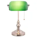 Decorative banker lamp Verda with a nickel base