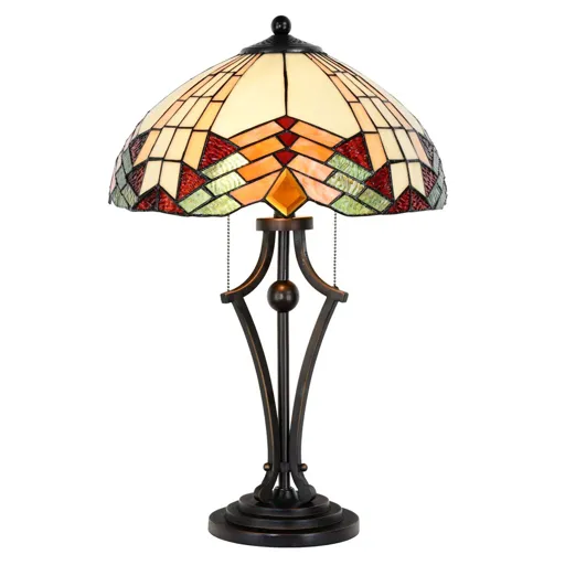 5961 table lamp in Tiffany look, colourful glass