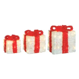 Lumineo Objects LED gift box 3-pack white/red