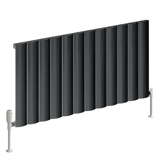 Reina Belva anthracite grey single horizontal aluminium designer radiator
