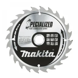 Makita SPECIALIZED Cordless Wood Cutting Saw Blade - 165mm, 24T, 20mm