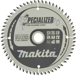 Makita SPECIALIZED Plunge Saw MDF and Laminate Saw Blade - 165mm, 60T, 20mm