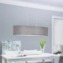 Pasteri pendant light, grey textile lampshade