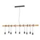 Townshend hanging light with wood, nine-bulb