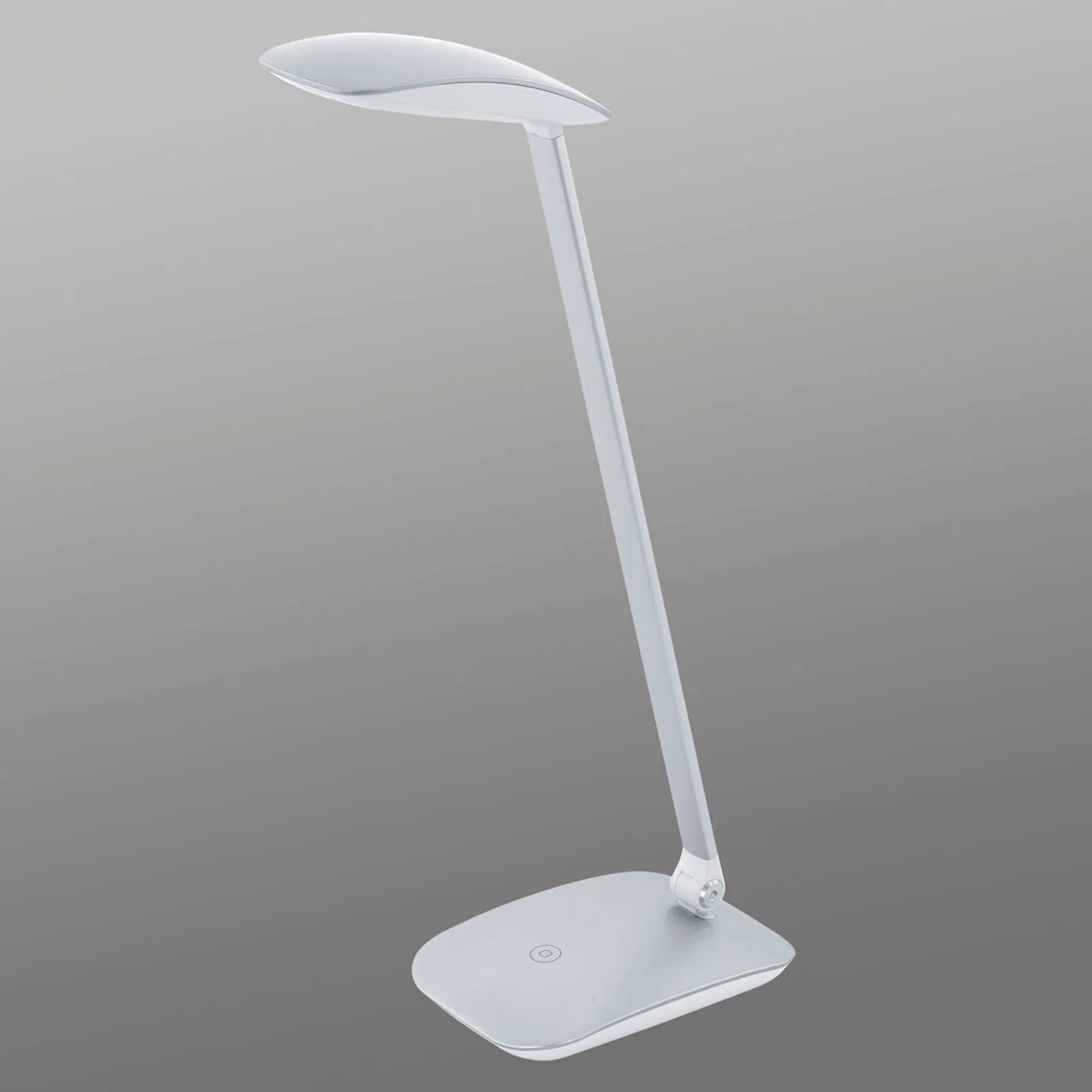 Silver Cajero LED desk lamp with dimmer