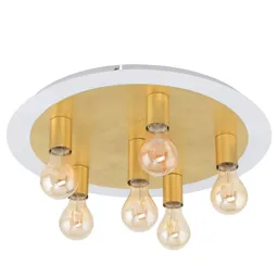 Passano LED ceiling light, 6-bulb, gold