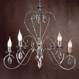 Fioretto Chandelier with Asfour Crystal Five Bulbs