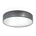 Grey Ufo ceiling light with a linen lampshade