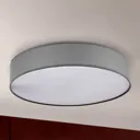 Grey Ufo ceiling light with a linen lampshade