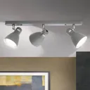 School ceiling spotlight, three-bulb, grey