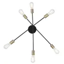 Sarini ceiling lamp made of metal, six-bulb